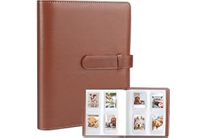 HEAROO 128 Pockets Mini Photo Album for Fujifilm Instax Mini Camera, Polaroid Snap, Z2300, SocialMatic Instant Cameras & Zip Instant Printer (Brown)