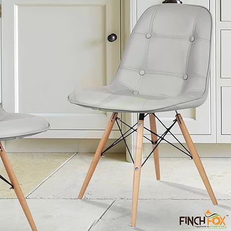 Modern Tufted Wood Legs DSW Dining/Cafe Side Chair (Light Ashy) Color by Finch Fox