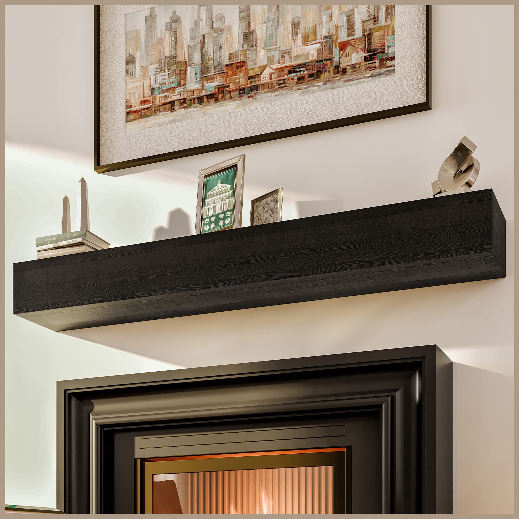 Avana Fireplace Floating Mantel - Wood Mantels for