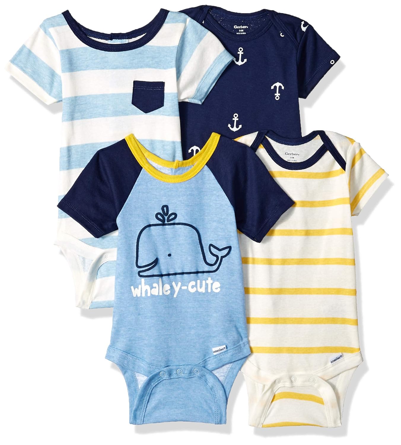 Gerber Baby Boys 4-Pack Short-Sleeve Onesies Bodysuit