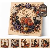 Halloween Ghost Pearl Art Kit, Spooky 3D Diamond Painting | Beginner-friendly fall wall art craft, 7.87 x 7.87 inches, seasonal gift for craft lovers