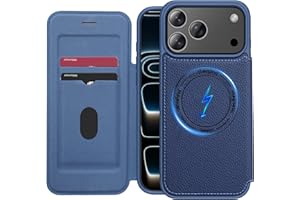 ATATOO for iPhone 17 Pro Max Wallet Case, Built-in Card Holder (2 Cards), Compatible with MagSafe & RFID Blocking, 360° Full Body Shockproof Magnetic Leather Case for iPhone 17 Pro Max 6.9" 2025, Blue
