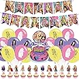 DOSSEL Hannah Singer Montana Music Theme Birthday Party Supplies Includes Birthday Banner, Cupcake Toppers, Cake Topper, Latex Balloons for Kids Adults Fans Party Decor