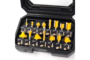 MNA Router Bits Set 15 Pieces 1/4 Inch, Router Bits Kit, DIYer Woodworking Tools, Carrying Case
