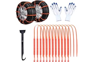 MWMNUN 12 PCS Adjustable Anti-Slip，Reusable Snow Chains Fit for Most Car，SUV，Pickup Trucks Car for Snow Ice Sand Mud Road Mountain Road Climbing