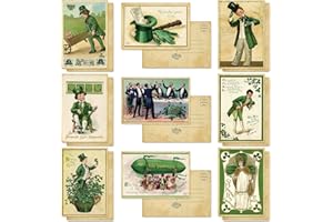 AnyDesign 45 Pack St. Patrick's Day Postcards Vintage Blank Postcard Assortment to Friends & Family 9 Design St. Patrick's Day Themed Teacher Postcards for Irish Holiday, 4 x 6 Inch
