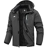 MAOYSSEN Men’s Warm Ski Jacket,Waterproof Fleece Lined Hooded Outdoor Cold Weather Jacket with Multi-Pockets