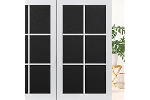 Haton Blackout Window Film Total Light Blocking Window Privacy Cover Static Cling Frosted Window Cling Tint for Glass Room Darkening Door Home, Non-Adhesive, Black 17.5" x 78.7"