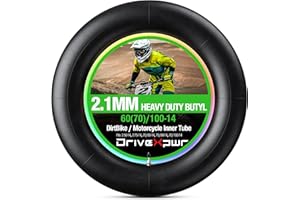 DRIVEXPWR Motorcycle Heavy Duty Inner Tube Replacement - 60(70)/100-14" - 2mm Thick - Tire Tube Compatible with 2.50-14，2.75-14，70/80-14，70/90-14，70/100-14