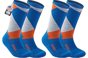 SAMSOX 2-Pair Kids Merino Wool Ski Socks, Made in USA Midweight Full Cushion, Toddler Snowboard Socks Socks for Boys Girls