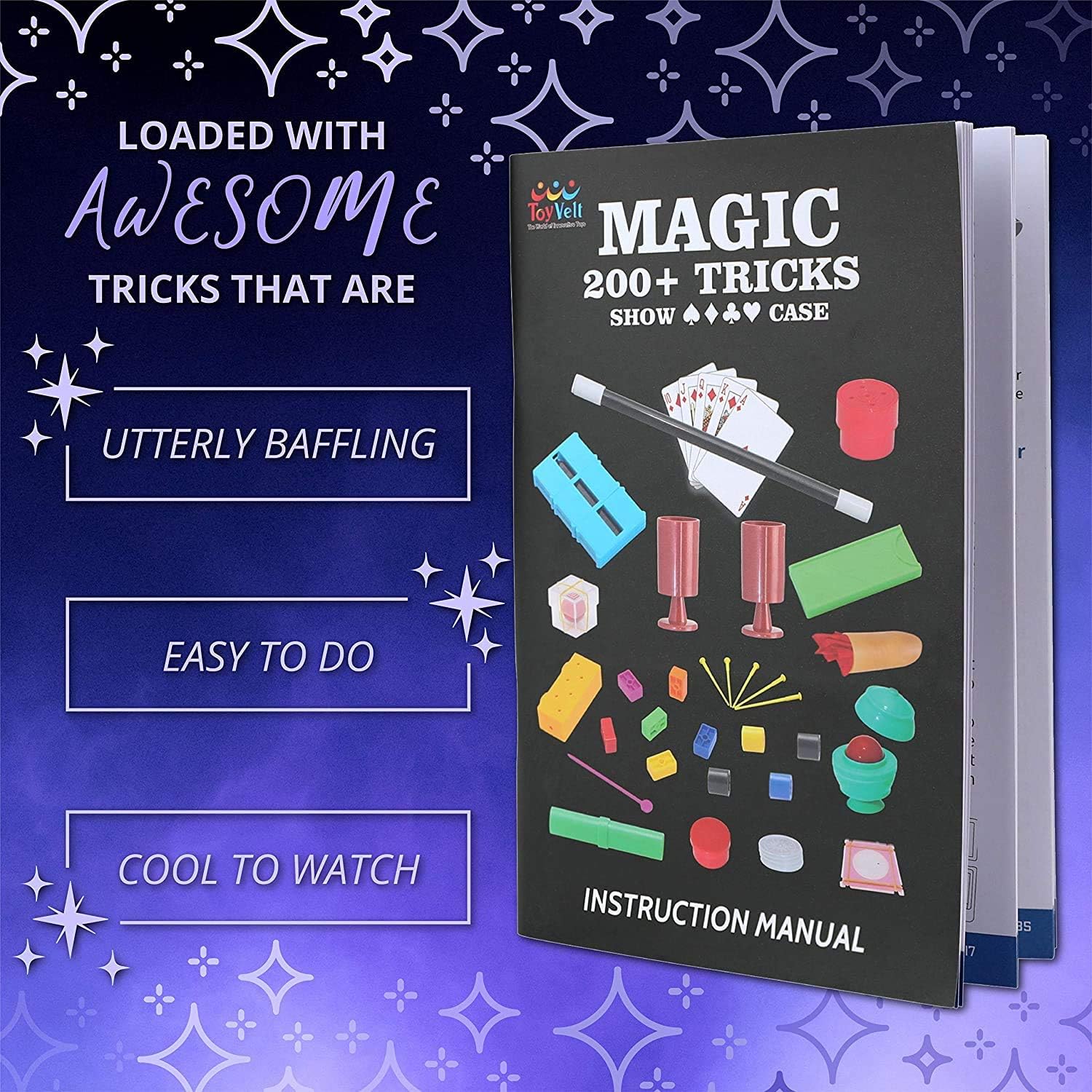 ToyVelt Magic Tricks Magic Set - Kids Magic Kit for Beginners with Over 200 Tricks and Instructions - Hours of Fun and Learning - for Boys and Girls Ages 5, 6,7 and Up: Toys & Games
