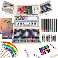 Art Supplies, 84-Piece Art Set Drawing Supplies in Wooden Case, Painting, Drawing & Art Kit for Adults Beginners…