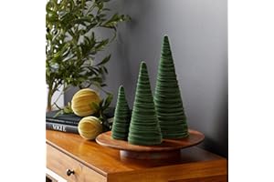 Velvet Cones Set of 3, classic green Christmas tree mantel, best seller, modern minimalist for new apartment, snow winter coz