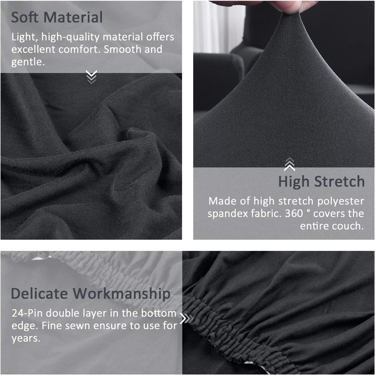 TAOCOCO Sectional Couch Covers 2pcs L-Shaped Sofa Covers Softness Furniture Slipcovers with 2pcs Pillowcases L-Type Polyester Fabric Stretch Sofa Covers 3 Seats +3 Seats (Lead Grey): Kitchen & Dining