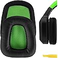 Geekria QuickFit Replacement Ear Pads for Razer Chimaera, Electra Headphones Ear Cushions, Headset Earpads, Ear Cups Cover Repair Parts (Black/Green)