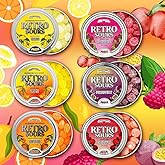 Retro Sours Hard Candy Variety Pack &ndash; Vintage Sour Candy Gift Set &ndash; 6 Tins of Tangy Fruit Flavors (Tangerine, Citrus, Mango, Raspberry, Apple &amp; Passionfruit) &ndash; 6 Tins Variety Pack