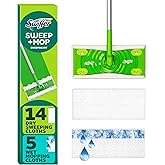 Swiffer Sweeper 2-in-1 Mops for Floor Cleaning, Dry and Wet Multi Surface Floor Cleaner, Sweeping and Mopping Starter Kit, Includes 1 Mop + 19 Refills, 20 Piece Set