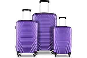 Wqzlyg Travel Luggage 3 Piece Sets Hardside Carry on Suitcase with Double Spinner Wheels Suitcase with TSA Lock Purple 20in/24in/28in