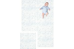 Extra Large Baby Play Mat - 4FT x 6FT Non-Toxic Foam Puzzle Floor Mat for Kids & Toddlers (Persia Handmade Pattern, Blue and 