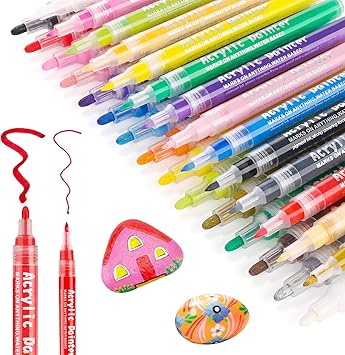 Acrylverf Marker Pennen Ratel 35 Stuks Premium Waterdichte Permanente Verf Art Marker Pen Set Voor Rock Painting Diy Craft Projects Keramisch Glas Canvas Mok Metaal Hout Paasei Amazon Nl
