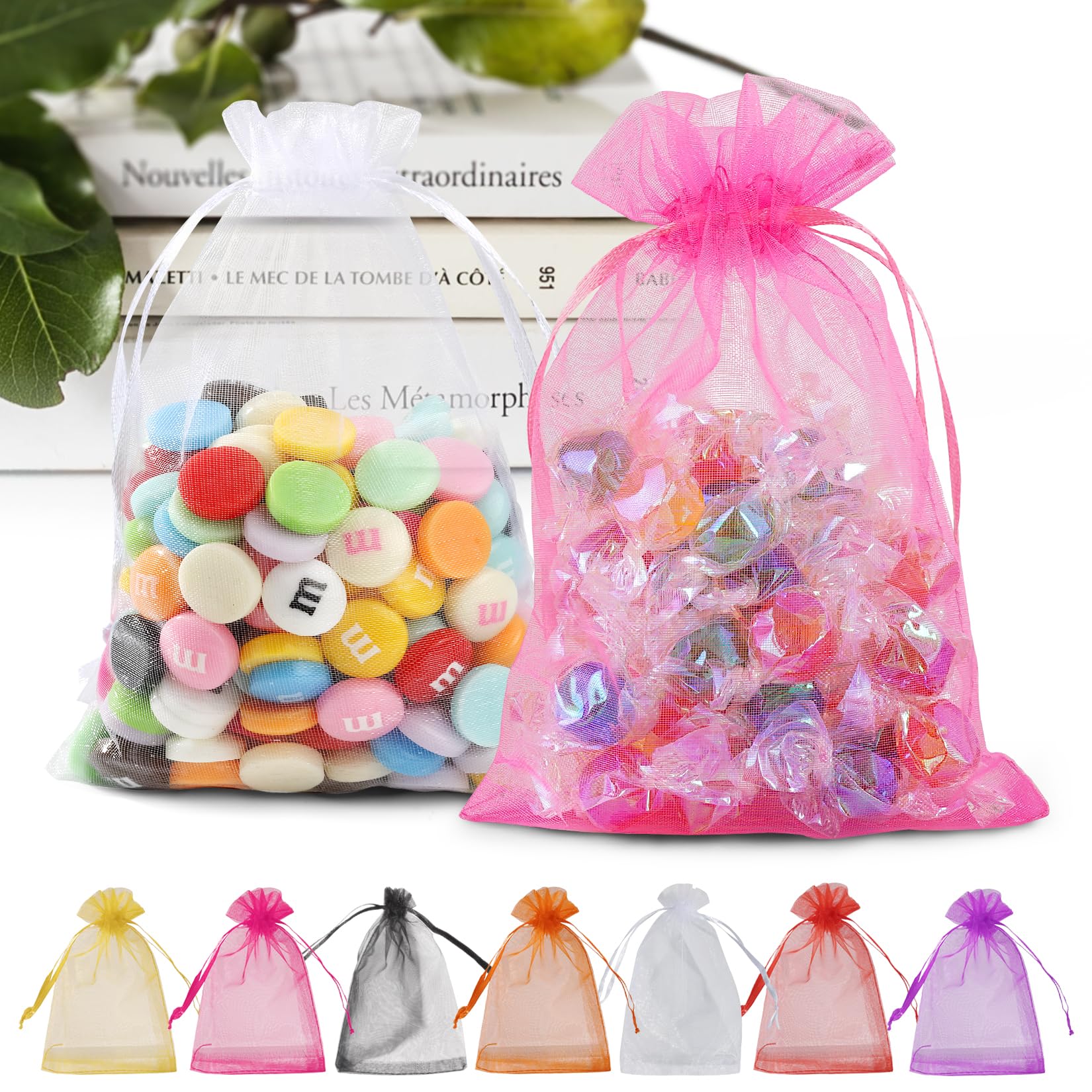 Photo 1 of ANZNKU 50 Pack Multicolor Organza Bags, 5x7 inches Mesh Bags, Small Bag for Gifts, Jewelry Pouch Drawstring Goodie for Candy Party