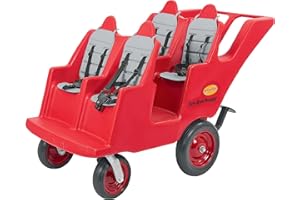 ANGELES Children's Factory 4 Passenger Never Flat "Fat Tire" Bye-Bye Buggy, Red Daycare Multi-Passenger Buggy, 4 Seat Kids Commercial Stroller, Canopy Sold Separately
