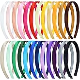 Cinaci 24 Pieces Candy Color Width 1.5cm/0.6" Plastic Headbands Satin Wrapped Blank Plain DIY Craft Project Headbands for Women Girls Teens Kids Hair Accessories