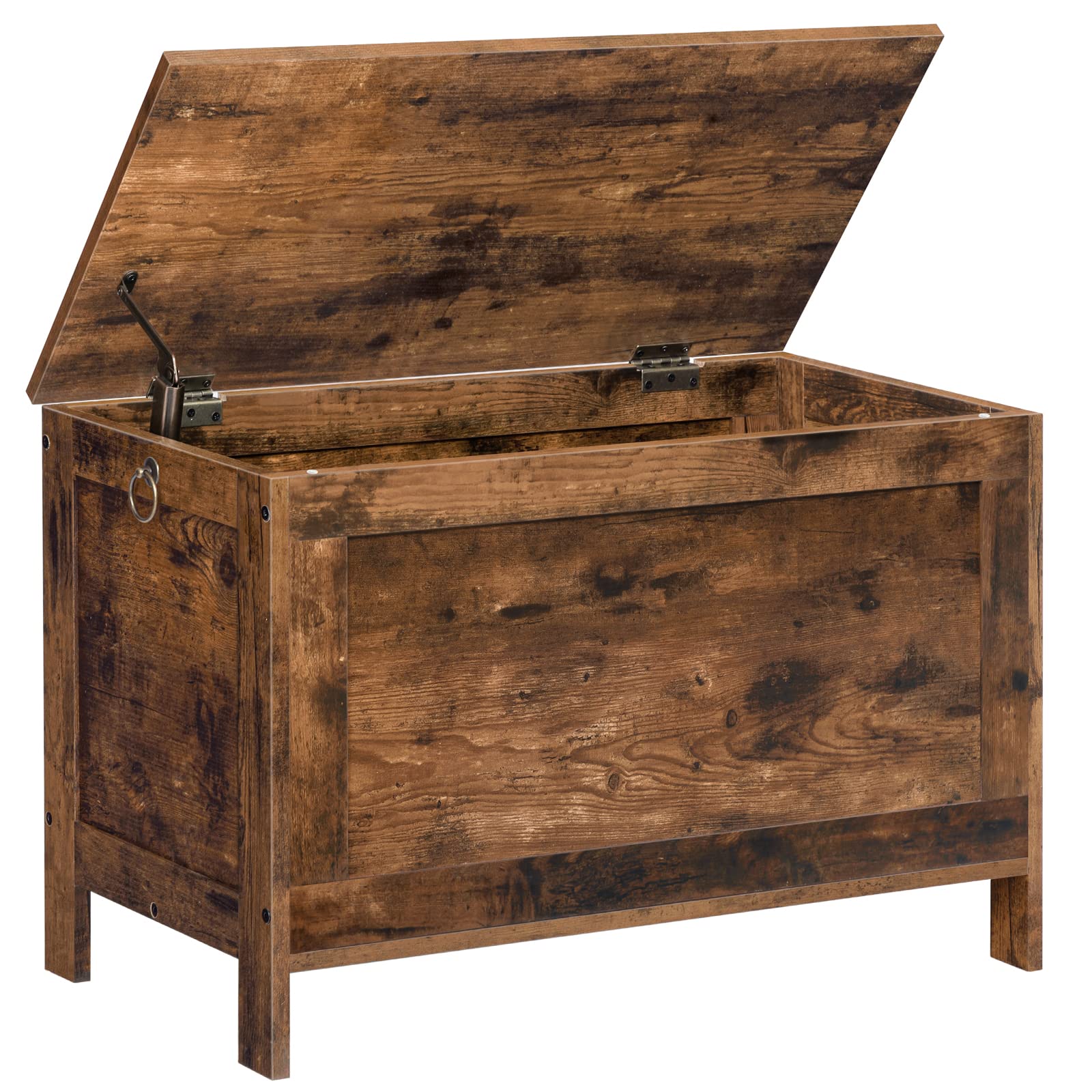 HOOBRO Storage Chest Trunk, Wooden Storage Box, Large Toy Chests with Lid, Toy Box Organizer Unit, Bed End Storage Bench, Shoe Bench, Entryway, Hallway, Bedroom, Rustic Brown EBF75CW01G1