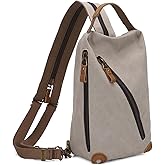 KL928 Canvas Sling Bag crossbody Bags Small Backpack Pack Travel Purse convertible purses for Women Men
