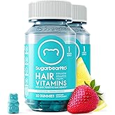 Sugarbear Hair Vitamin Gummy 2 Month Supply Extra Strength Biotin 6000mcg, Growth for Men & Women, Vegan Vitamin B12, MSM, Inositol, Omega 3, Elderberry, Certified Kosher, Halal, Cruelty-Free