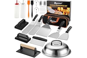ROMANTICIST 29PCS Griddle Accessories Set - Flat Top Teppanyaki Spatula Set with Scraper, Basting Cover for Camp Chef- Home Cooking Griddle and Outdoor BBQ Gifts for Christmas