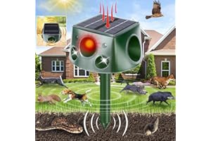 ENERJARY Ultrasonic Animal Repellent,2023 Upgrade 360° Cat Repellent Outdoor,Waterproof Squirrel Repellent with Motion Sensor,Solar Animal Repeller Outdoor,Repel Dogs Bird Skunk Rabbit Squirrels Deer