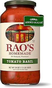 Rao's Homemade Tomato Sauce, Tomato Basil, 24 oz, Versatile Pasta Sauce, Carb Conscious,All Natural, Premium Quality, Made wi