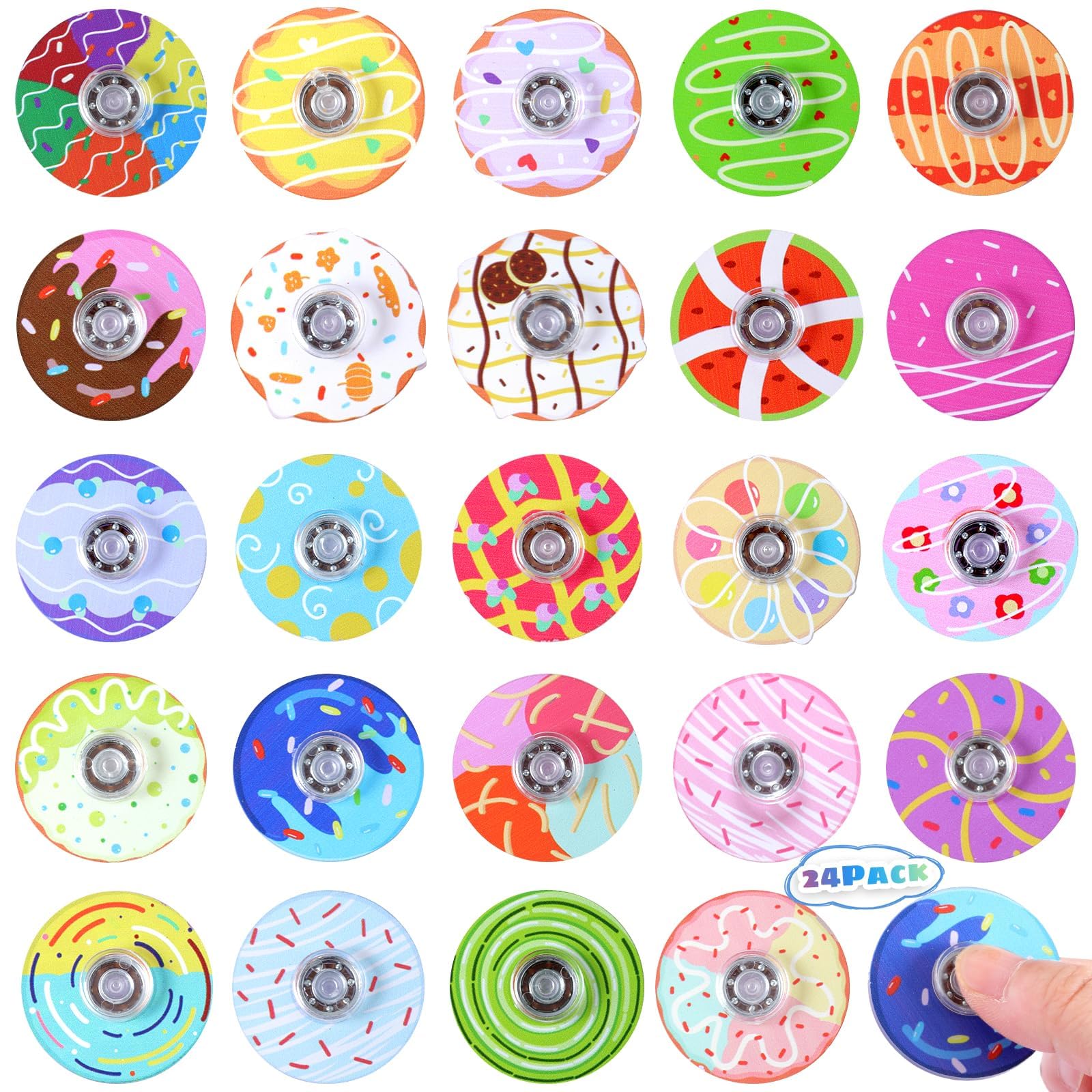 Makorobi 24 Pack Mini Fidget Spinner Toys Party Bag Fillers, Stress Relief Sensory Toys for Kids Teens Adults Autisms,Treasure Box Toy for Classroom Prizes Supplies
