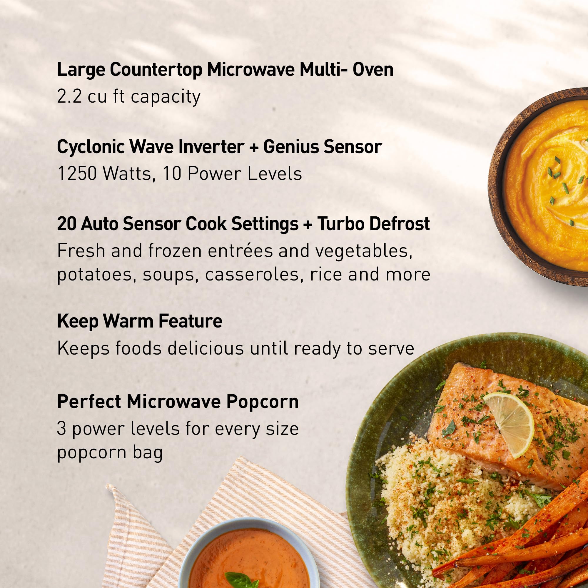 Panasonic Oven with Cyclonic Wave Inverter Technology, 1250W, 2.2 cu.ft. Countertop Microwave with Genius Sensor One-Touch Cooking – NN-SD975S (Stainless Steel/Silver), Stainless