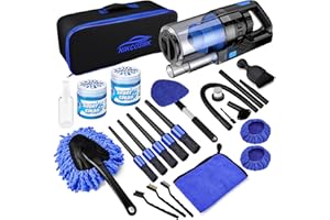 NIKCOSMK 17pcs Car Detailing Kit Interior Cleaner, Car Interior Cleaning Kit with Handheld Car Vacuum, Car Detailing Brushes, Windshield Cleaning Tool, Car Cleaning Supplies, Car Accessories for Men, Women