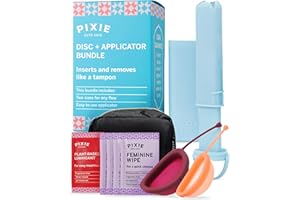 PIXIE CUP Pixie 2 Menstrual Discs and Applicator Bundle for Feminine Care - 100% Medical-Grade Silicone - Softest Reusable Period Disc - Inserts and Removes Like a Tampon - Capacity of 5 and 7 Tampons