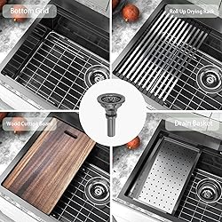 33x22 inch Black Waterfall kitchen Sink Drop In