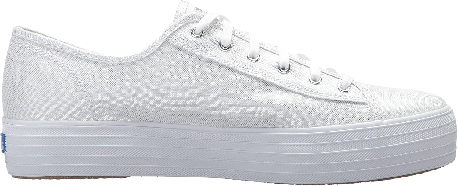 keds triple kick metallic linen silver