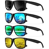 KALIYADI Sunglasses Men Polarized Sun glasses for Mens Womens Classic Matte Black Frame UV Protection 3pack