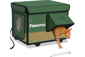 JLSAME Weatherproof Heated Cat House for Outdoor in Winter, Heated Cat Bed Kitty Shelter with Cat Heating Pad, Insulated & Safe Escape Door, Warm Home for Outside Stray Cat