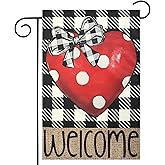 Love Heart Garden Flags 12x18 Vertical Double Sided, Welcome Yard Flag for Outside, Holiday Outdoor Spring Seasonal Decorations for Home