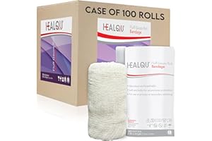 HEALQU Kerlix Type Gauze Bandage Rolls - 4 ½ in x 4.1 Yds, 6 Ply - 100 Single Sterile Pocuhes