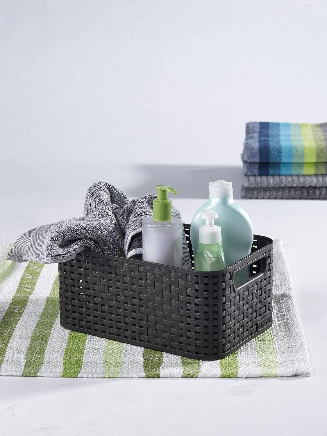 CURVER Style Set of 3 Baskets with Lid, Size S, 7 L, Anthracite - Image 3