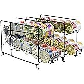 SUFAUY Beverage Can Dispneser Organizer, Stackable Shelves for Storage for Pantry, Black- 2 Pack