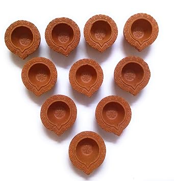 Shopeease™ Beautiful Terracotta Mitti Clay and Diya for Diwali puja and Decoration Set of 11