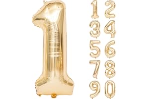 40 "Light Gold number 1 Balloon White Gold Giant birthday balloon Helium Champagne gold number balloons baby shower happy bir