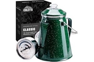 COLETTI Classic Percolator Coffee Pot — Camping Coffee Percolator, Campfire Coffee Pot – Camping Percolator for Groups — Brew