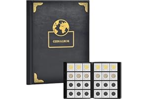 APTBYTE 120 Pockets Coin Flip Holder Albums, 2x2 inches Coin Storage Books for Coin Cardboard Collection Holders, Collection Book Sleeves Supplies for Collectors- Black Earth (Coin Flips not Included)