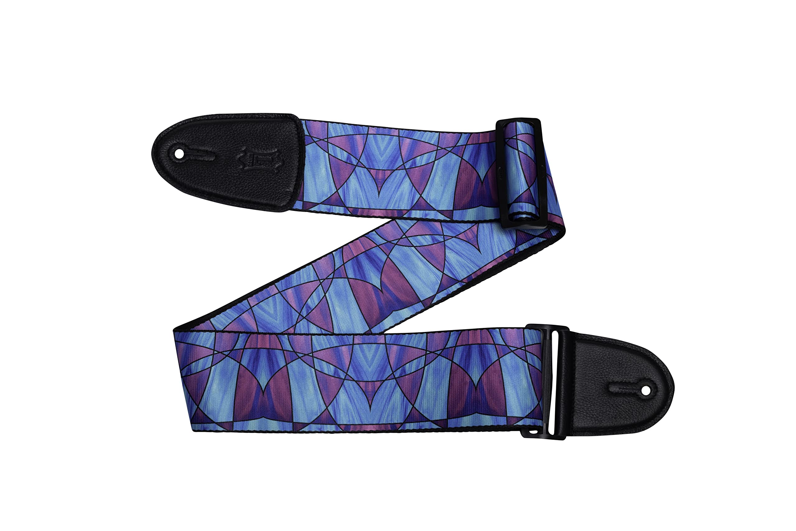 Levy's Musical Instrument 3" Stained Glass Guitar Strap with Plumb Design, Plum Blue, One Size